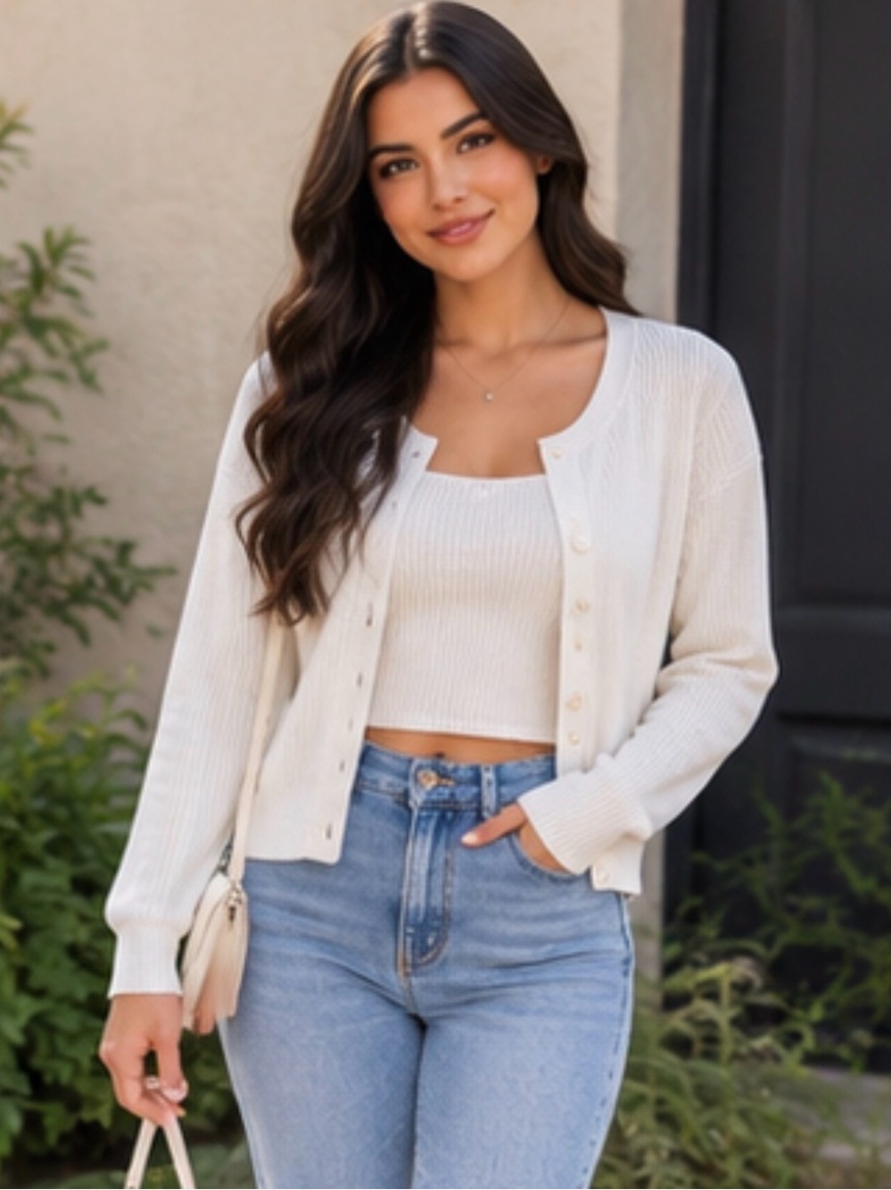 Ribbed Long Sleeve Button Cardigan